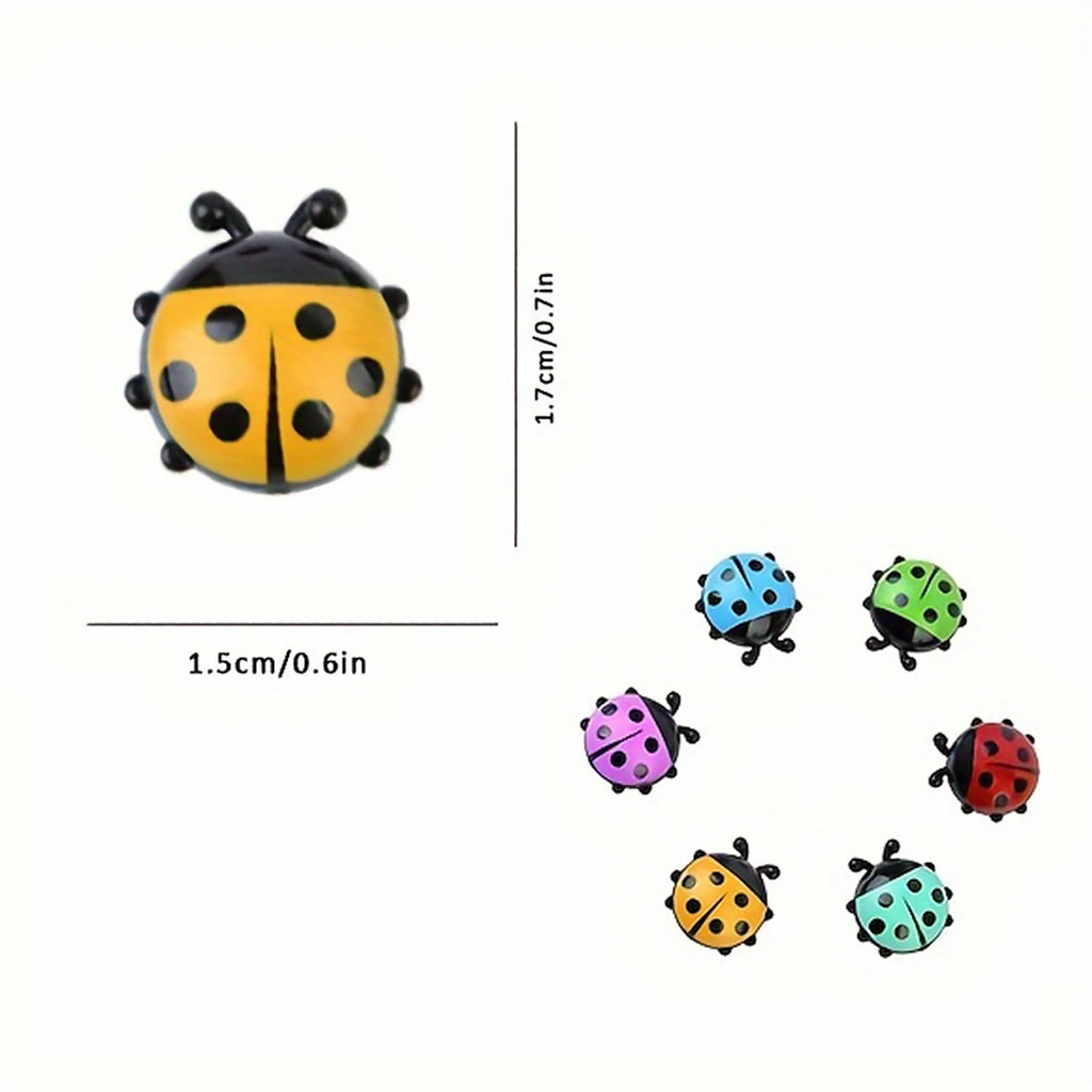 Juego de 6 pegatinas magnéticas para nevera de mariquita, tablero de mensajes de dibujos animados 3D, recordatorio, decoraciones para el hogar, regalo para K