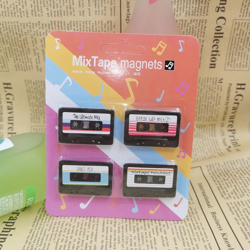 Paquete de 4 Imanes Creativos para Refrigerador con Forma de Disco de Gramófono, Tablero de Mensajes, Recordatorio, Adhesivo para Refrigerador, Decoración para el Hogar y la Cocina