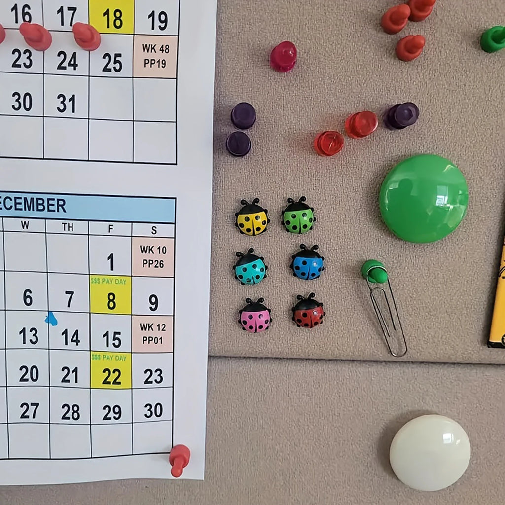 Juego de 6 pegatinas magnéticas para nevera de mariquita, tablero de mensajes de dibujos animados 3D, recordatorio, decoraciones para el hogar, regalo para K