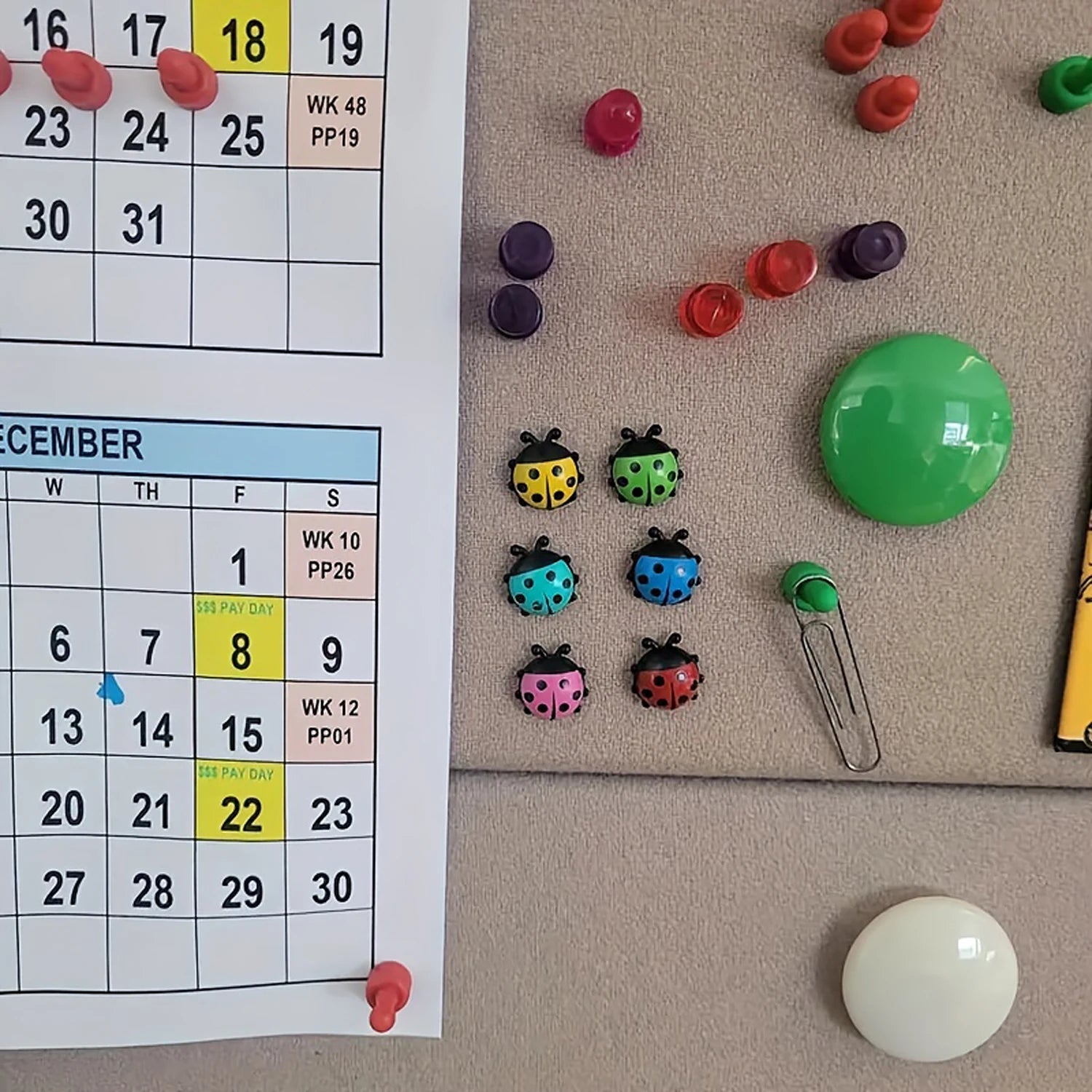 Juego de 6 pegatinas magnéticas para nevera de mariquita, tablero de mensajes de dibujos animados 3D, recordatorio, decoraciones para el hogar, regalo para K