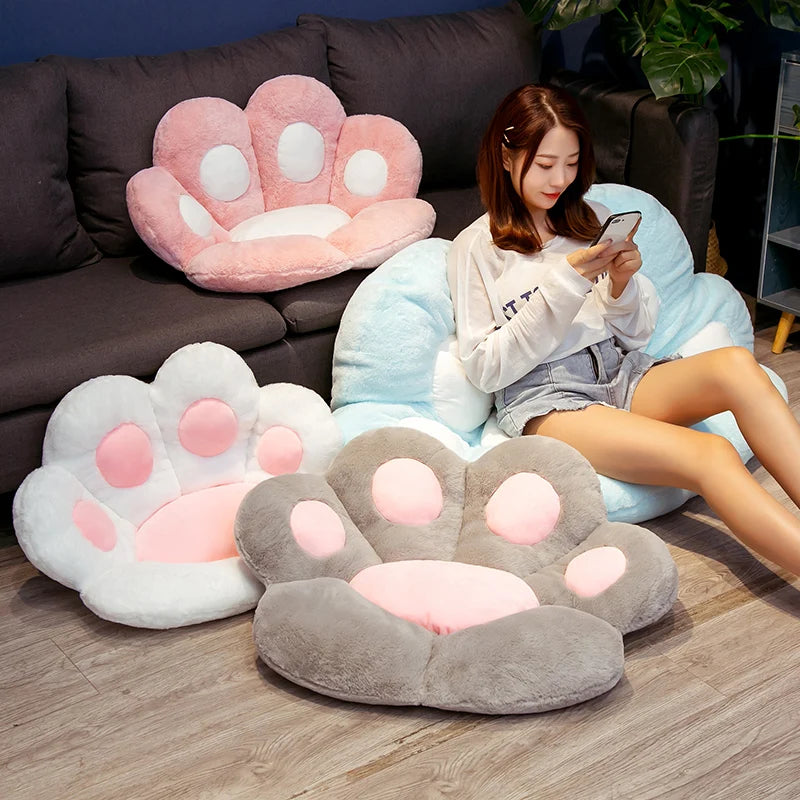 Alfombrilla con forma de pata de oso de peluche Kawaii de 70cm, almohada para pie de gato, oso, corazón, cojín de felpa, juguetes suaves rellenos para decoración del hogar, regalos