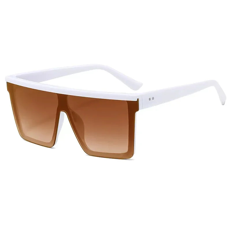Gafas de sol cuadradas con gradiente blanco clásico para mujer, gafas de visión nocturna Retro a la moda para conductores, gafas para hombre con marco grande para viajes y ciclismo