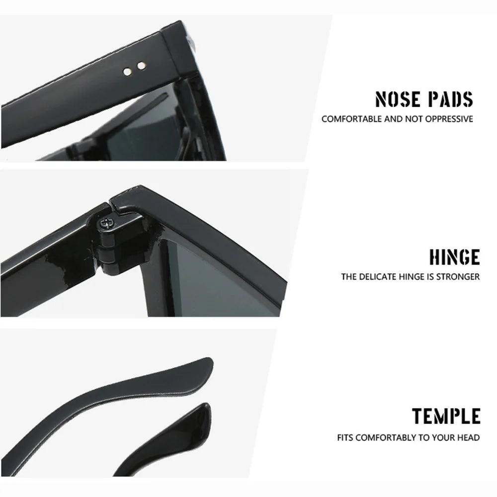 Gafas de sol cuadradas con gradiente blanco clásico para mujer, gafas de visión nocturna Retro a la moda para conductores, gafas para hombre con marco grande para viajes y ciclismo