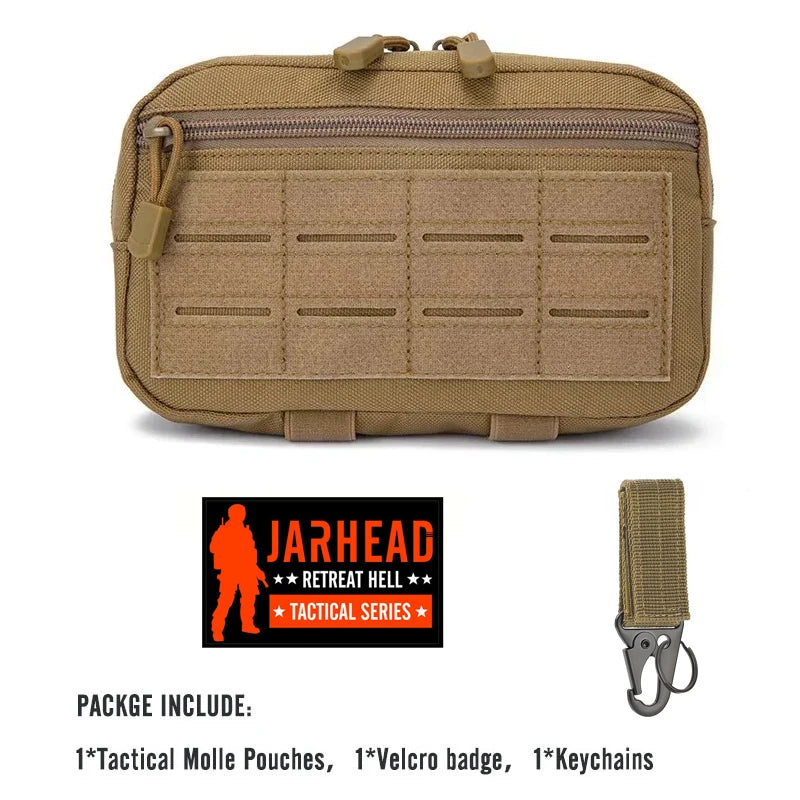 Bolsa Táctica Molle de 1000D con Corte Láser, Compacta, Resistente al Agua, para Mochila, Chaleco, Cinturón de Servicio, Accesorio de Caza