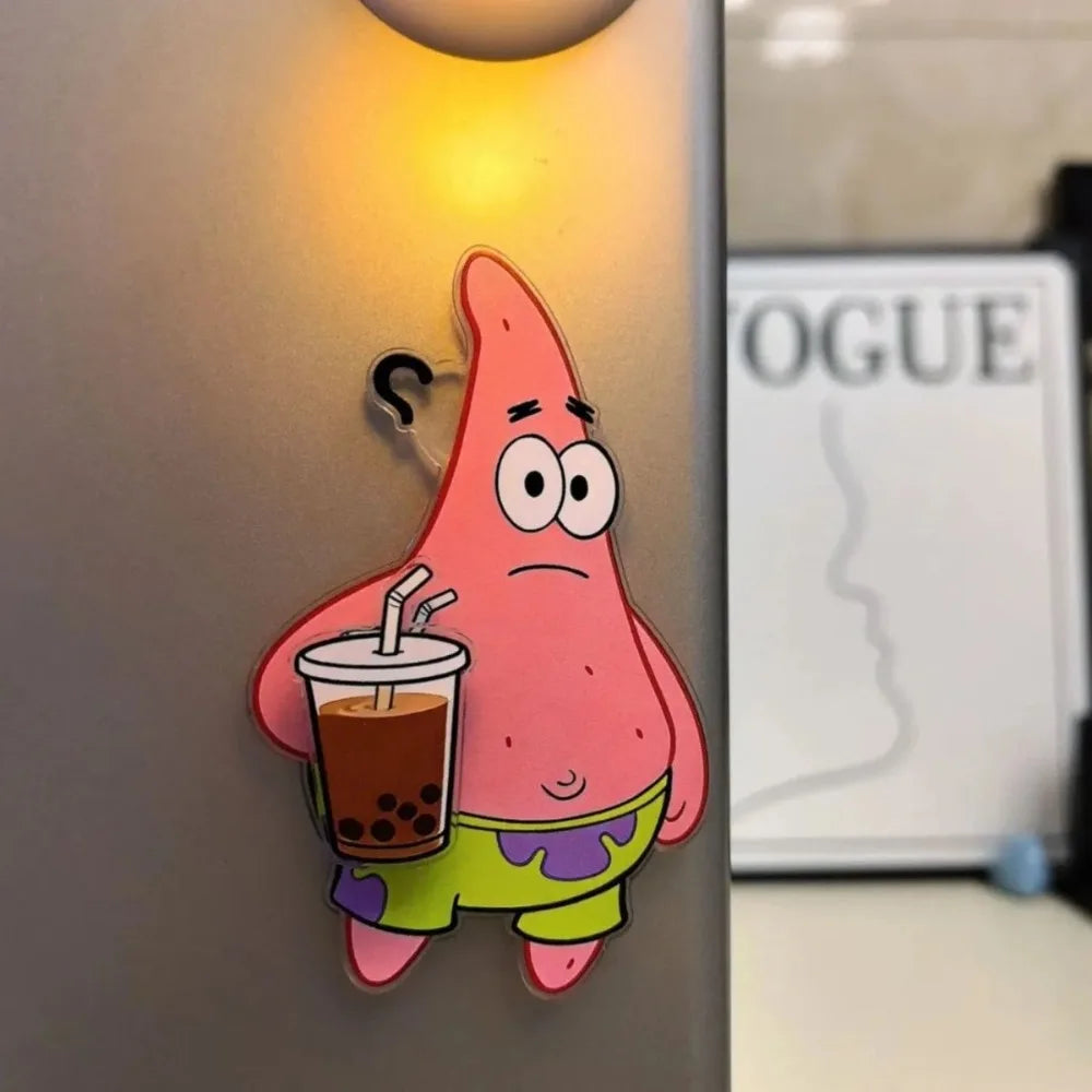 Imán Acrílico para Refrigerador de Bob Esponja Kawaii, Adhesivo Magnético Giratorio Creativo y Bonito de Alta Calidad para Decoración del Hogar, Cocina, Regalo de Cumpleaños