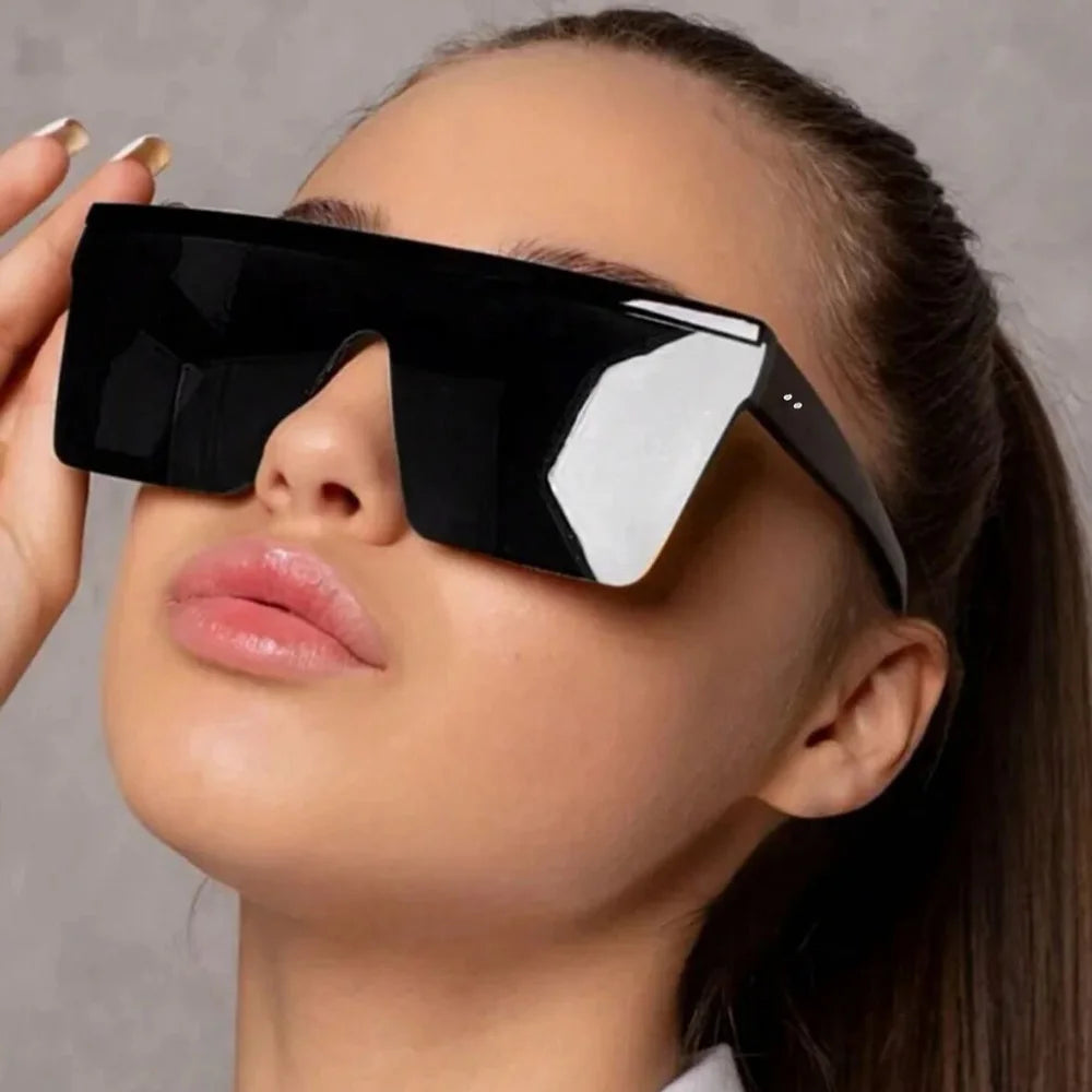 Gafas de sol cuadradas con gradiente blanco clásico para mujer, gafas de visión nocturna Retro a la moda para conductores, gafas para hombre con marco grande para viajes y ciclismo