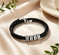 MaiLun 1 pieza Pulsera trenzada para hombre con nombres de familia personalizados, joyería personalizada, regalo para padre o novio