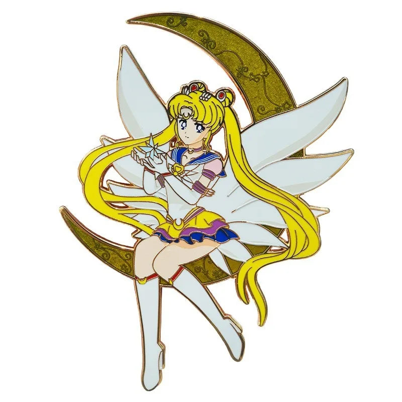 Pins de Sailor Moon, insignias y broches de moda con diseños de dibujos animados, artículos derivados, para mujer, decoraciones para exteriores, pin de esmalte, regalos para fiestas