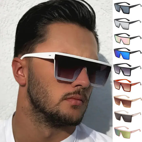 Gafas de sol cuadradas con gradiente blanco clásico para mujer, gafas de visión nocturna Retro a la moda para conductores, gafas para hombre con marco grande para viajes y ciclismo