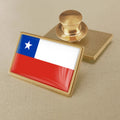 Broches de flores con emblema de bandera de mapa de Chile, insignias, alfileres de solapa