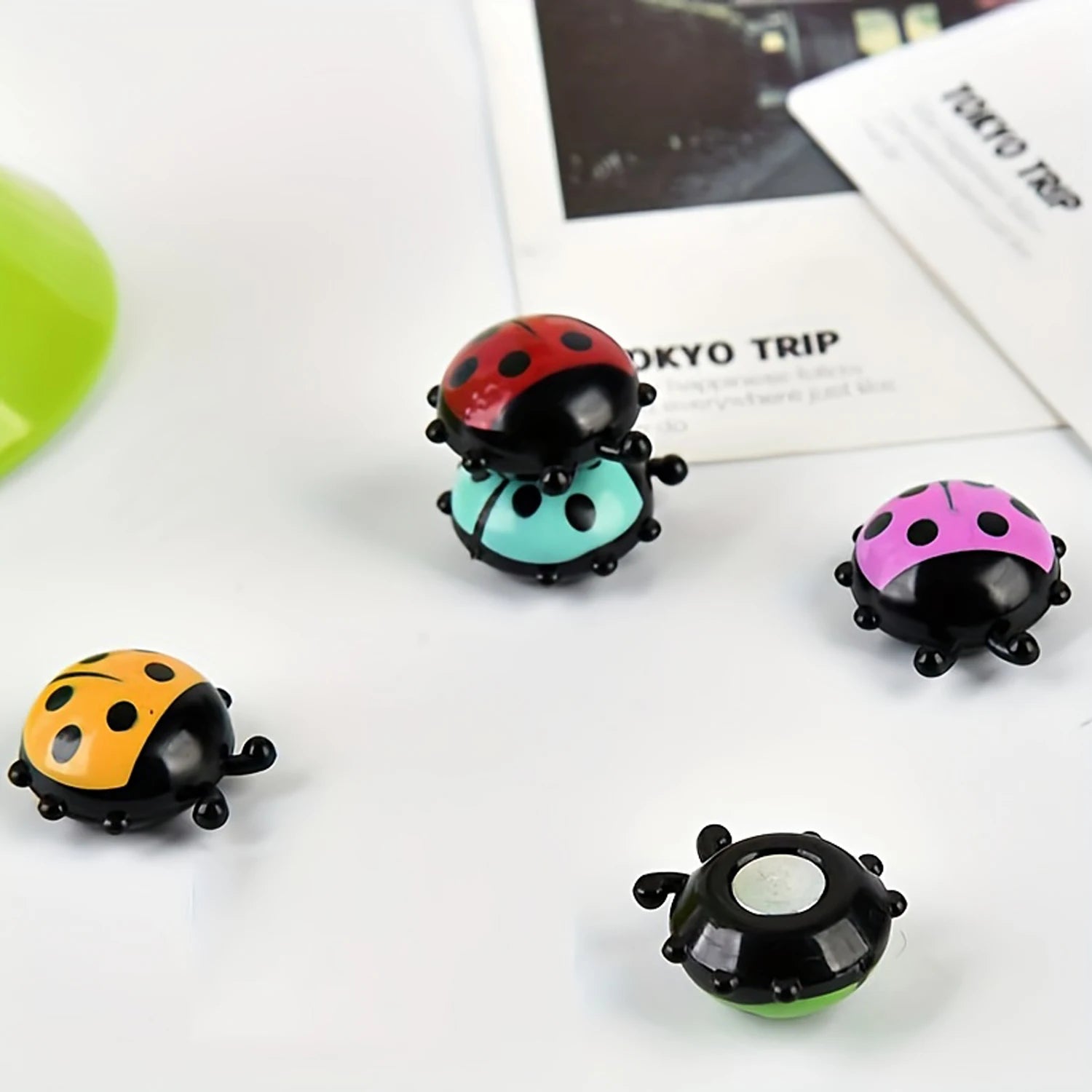 Juego de 6 pegatinas magnéticas para nevera de mariquita, tablero de mensajes de dibujos animados 3D, recordatorio, decoraciones para el hogar, regalo para K