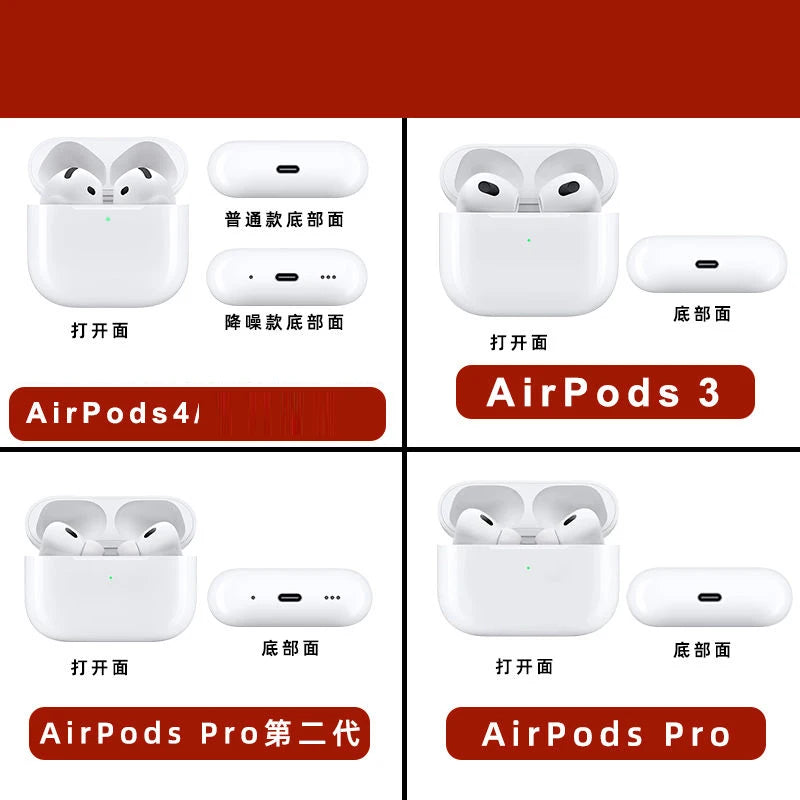 Audífonos Bluetooth Airpods 4.ª Generación 2025, Auriculares Inalámbricos con Cancelación de Ruido ANC, Estuche Transparente de TPU