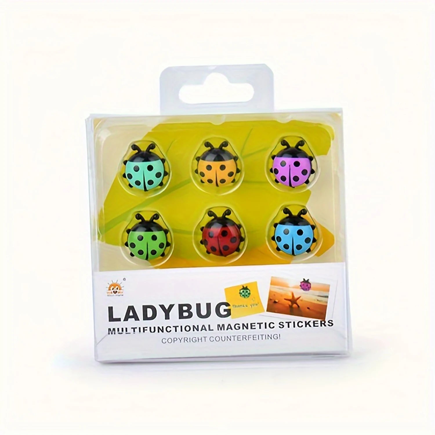 Juego de 6 pegatinas magnéticas para nevera de mariquita, tablero de mensajes de dibujos animados 3D, recordatorio, decoraciones para el hogar, regalo para K