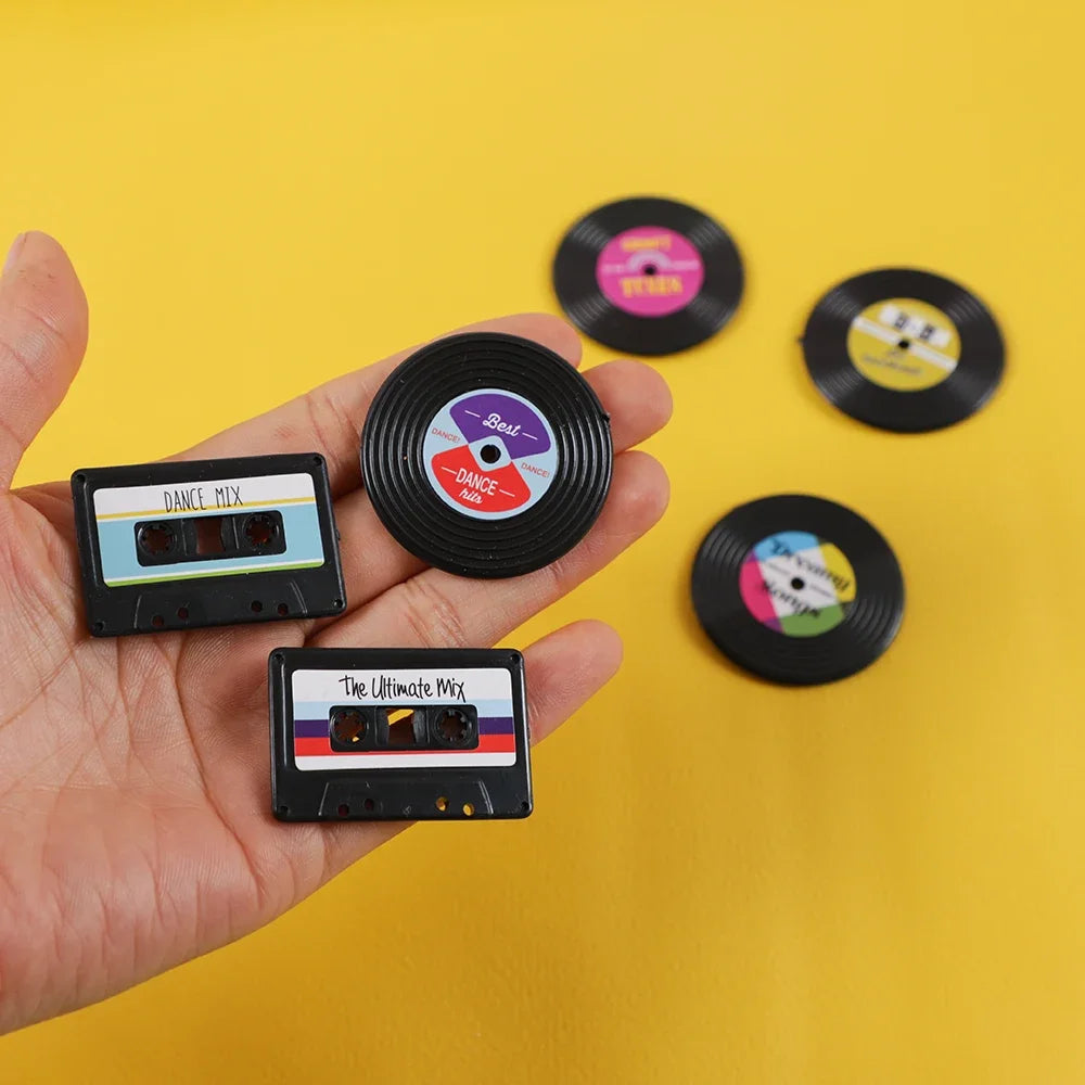 Paquete de 4 Imanes Creativos para Refrigerador con Forma de Disco de Gramófono, Tablero de Mensajes, Recordatorio, Adhesivo para Refrigerador, Decoración para el Hogar y la Cocina