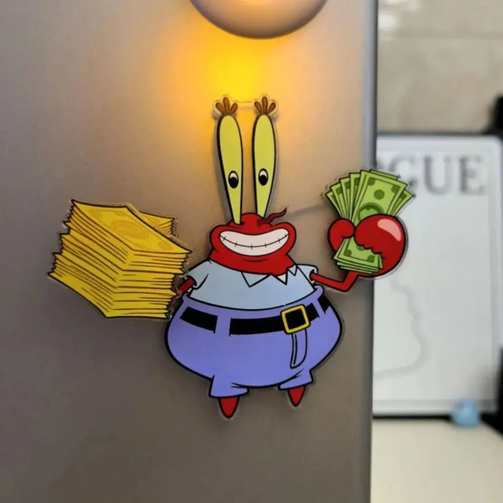 Imán Acrílico para Refrigerador de Bob Esponja Kawaii, Adhesivo Magnético Giratorio Creativo y Bonito de Alta Calidad para Decoración del Hogar, Cocina, Regalo de Cumpleaños